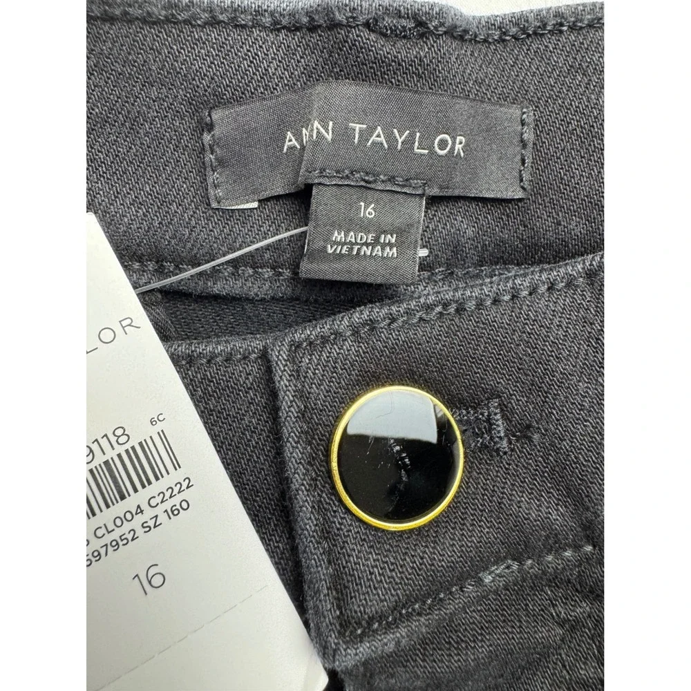 Ann Taylor The Trouser High Rise Wide Leg Black Denim Jeans Size 16 NWT - Picture 5 of 16